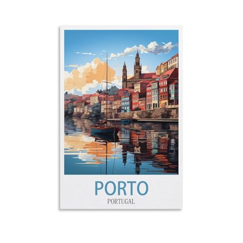 EZMLFA DIY Rahmenloses Malen-nach-Zahlen-Set, Porto, Portugal, Poster-Küste mit Pinsel und Acrylfarben-Set, Thema, digitales Wandkunstwerk für Zuhause, 30 x 40 cm von EZMLFA