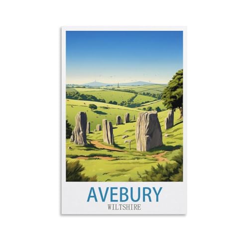 EZMLFA Malen nach Zahlen, DIY-Ölgemälde, Avebury, Wiltshire, Landschafts-Set für Erwachsene, Anfänger, DIY-Ölgemälde, 50 x 60 cm von EZMLFA
