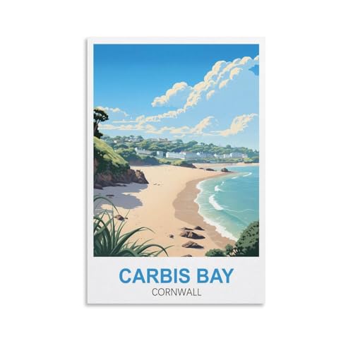 EZMLFA Malen nach Zahlen, DIY-Ölgemälde, Carbis Bay Cornwalls Landschafts-Set für Erwachsene und Anfänger, DIY-Ölgemälde, 20 x 30 cm von EZMLFA
