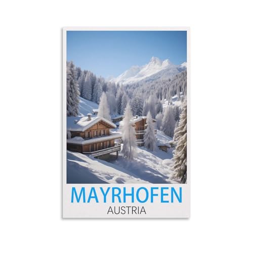 EZMLFA Malen nach Zahlen, DIY-Ölgemälde, Mayrhofen, Österreichs Landschaftsset für Erwachsene, Anfänger, DIY-Ölgemälde, 40 x 50 cm von EZMLFA