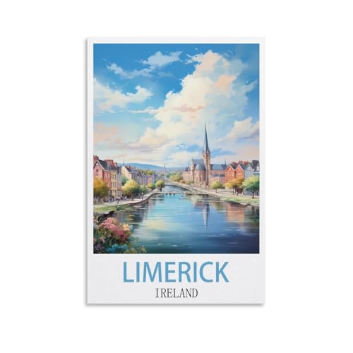 EZMLFA Malen nach Zahlen-Set zum Selbermachen, Limerick, Irland, für Erwachsene, Anfänger, Leinwand, Acryl, Kunsthandwerk für Zuhause, Wanddekoration, Zeichnen, 40 x 50 cm von EZMLFA