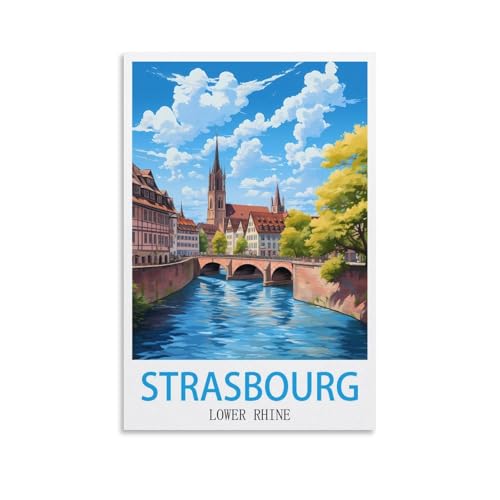 EZMLFA Malen nach Zahlen-Set zum Selbermachen, Straßburg, Niederrhein, für Erwachsene, Anfänger, Leinwand, Acryl, Kunsthandwerk für Zuhause, Wanddekoration, Zeichnen, 30 x 40 cm von EZMLFA