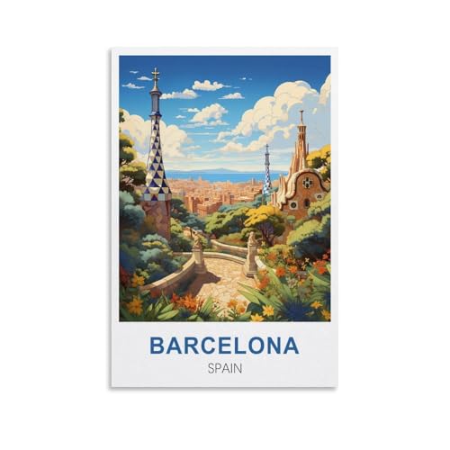 EZMLFA Malen nach Zahlen für Erwachsene, Barcelona, Spanien, einfaches Malen nach Zahlen für Anfänger, Acryl-Aquarell, Malen nach Zahlen für Kinder, Geschenk-Dekoration, 20 x 30 cm von EZMLFA