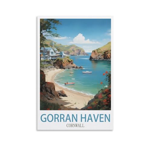 EZMLFA Malen nach Zahlen für Erwachsene, Gorran Haven Cornwalls, Bastel- und Kunstmalerei, DIY-Set, gerollte Leinwand, ohne Rahmen, 30 x 40 cm EZMLFA Malen nach Zahlen für Erwachsene, Gorran Haven Cornwalls, Bastel- und Kunstmalerei, DIY-Set, gerollte Leinwand, ohne Rahmen, 30 x 40 cm von EZMLFA