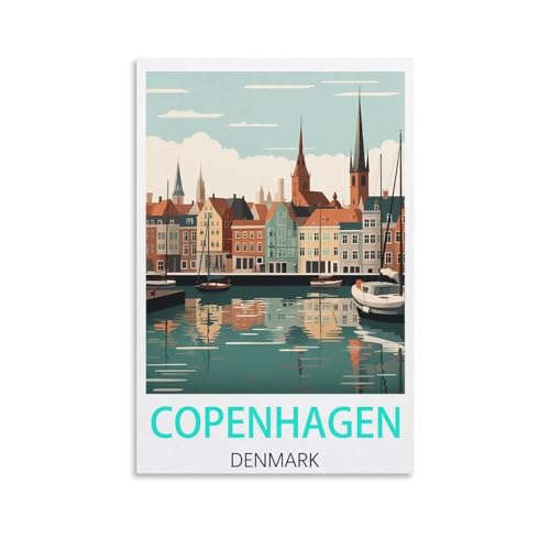 EZMLFA Malen nach Zahlen für Erwachsene, Kopenhagen, Dänemark, DIY-Ölgemälde-Set, Malen nach Zahlen, Zeichnen auf Leinwand, Kunst, Heimdekoration, Geschenke, 30 x 40 cm von EZMLFA