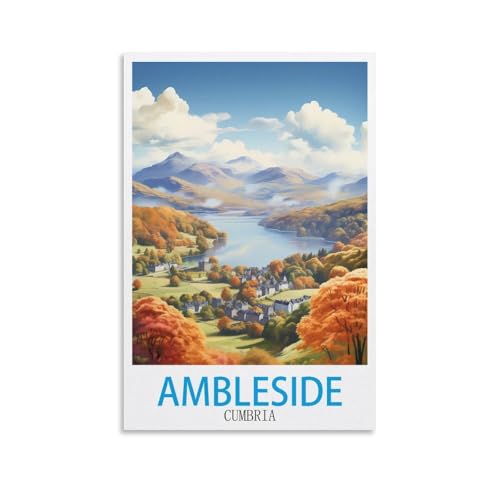 EZMLFA Malen nach Zahlen für Erwachsene, Landschaft, Ambleside, Cumbria, DIY-Ölgemälde-Set, Malen nach Zahlen, Zeichnen auf Leinwand, Kunst, Heimdekoration, Geschenke, 20 x 30 cm von EZMLFA