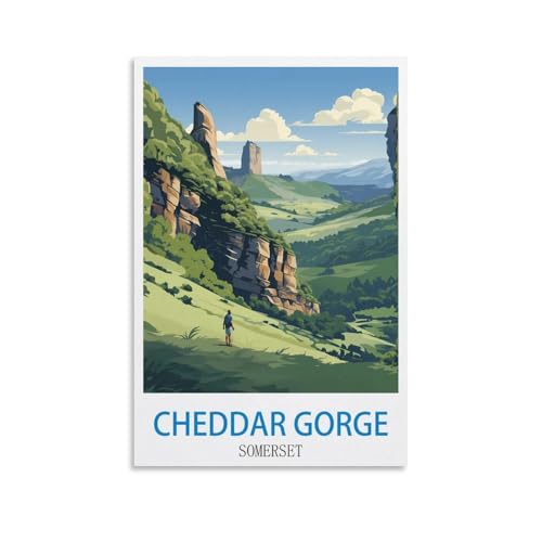 EZMLFA Malen nach Zahlen für Erwachsene, Landschaft, Cheddar Gorge, Somersets, DIY-Ölgemälde-Set, Malen nach Zahlen, Zeichnen auf Leinwand, Kunst, Heimdekoration, Geschenke, 40 x 50 cm von EZMLFA