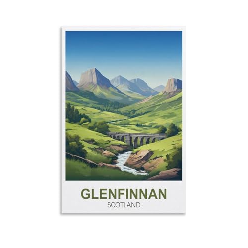EZMLFA Malen nach Zahlen für Erwachsene, Landschaft, Glenfinnan, Schottland, DIY-Ölgemälde-Set, Malen nach Zahlen, Zeichnen auf Leinwand, Kunst, Heimdekoration, Geschenke, 20 x 30 cm von EZMLFA