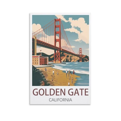 EZMLFA Malen nach Zahlen für Erwachsene, Landschaft, Golden Gate, Kalifornien, DIY-Ölgemälde-Set, Malen nach Zahlen, Zeichnen auf Leinwand, Kunst, Heimdekoration, Geschenke, 40 x 50 cm von EZMLFA