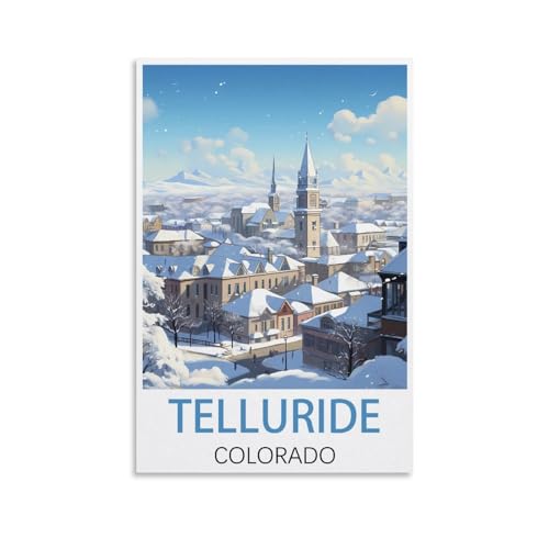 EZMLFA Malen nach Zahlen für Erwachsene, Landschaft, Telluride Colorados, DIY-Ölgemälde-Set, Malen nach Zahlen, Zeichnen auf Leinwand, Kunst, Heimdekoration, Geschenke, 30 x 40 cm von EZMLFA