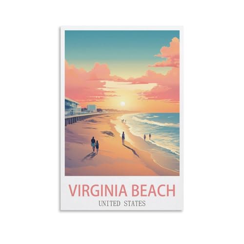 EZMLFA Malen nach Zahlen für Erwachsene, Landschaft, Virginia Beach, USA, DIY-Ölgemälde-Set, Malen nach Zahlen, Zeichnen auf Leinwand, Kunst, Heimdekoration, Geschenke, 50 x 60 cm von EZMLFA