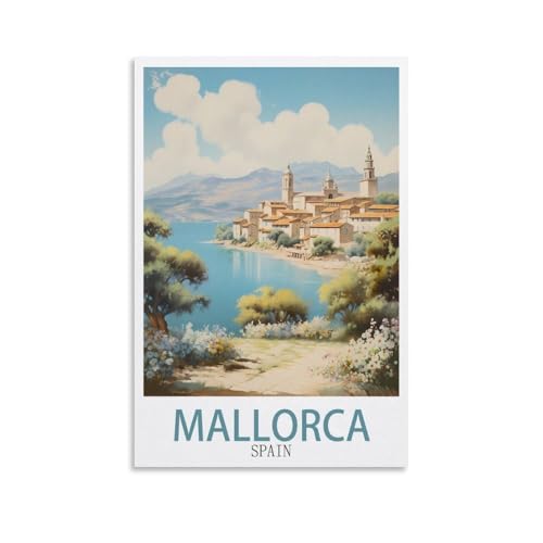EZMLFA Malen nach Zahlen für Erwachsene, Landschaft Mallorca, Spanien, DIY-Ölgemälde-Set, Malen nach Zahlen, Zeichnen auf Leinwand, Kunst, Heimdekoration, Geschenke, 40 x 50 cm von EZMLFA