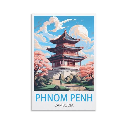 EZMLFA Malen nach Zahlen für Erwachsene, Phnom Penh, Kambodscha, digitales DIY-Gemälde für Anfänger, Wanddekoration, Zeichengeschenk, 30 x 40 cm von EZMLFA