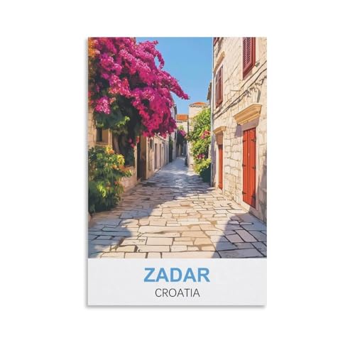 EZMLFA Malen nach Zahlen für Erwachsene, Zadar, Kroatien, einfaches Malen nach Zahlen für Anfänger, Acryl-Aquarell, Malen nach Zahlen für Kinder, Geschenk-Dekor, 50 x 60 cm von EZMLFA