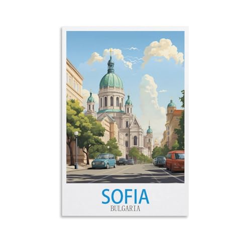 EZMLFA Malen nach Zahlen für Erwachsene auf Leinwand, Sofia, Bulgarien, DIY-Ölgemälde, Bilder, Zeichnung, Malerei mit Pinseln, Dekoration, Geschenk, 30 x 40 cm von EZMLFA