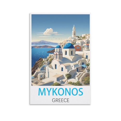 EZMLFA Malen nach Zahlen für Erwachsene und Kinder, Mykonos, Griechenland, DIY-Ölgemälde, Weihnachtsgeschenke, ohne Rahmen, Wandkunst, Hauptdekoration, 20 x 30 cm von EZMLFA