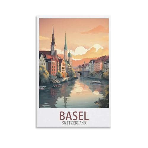 EZMLFA Ölgemälde zum Selbermachen, Malen nach Zahlen, Basel, Schweiz, Acryl-Aquarell, Malen nach Zahlen für Kinder, Geschenk, Dekoration, 40 x 50 cm von EZMLFA