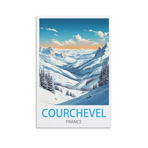 EZMLFA Rahmenloses Malen-nach-Zahlen-Set zum Selbermachen, Courchevel, Frankreich, mit Pinsel- und Acrylfarben-Set, Thema, digitales Wandkunstwerk für Zuhause, 40 x 50 cm von EZMLFA