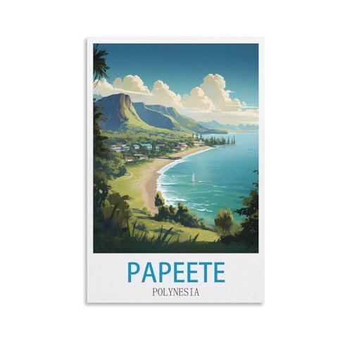 EZMLFA Rahmenloses Malen-nach-Zahlen-Set zum Selbermachen, Papeete, Polynesien, Malen nach Zahlen für Kinder, Erwachsene und Anfänger, Geschenk-Set zum Selbermachen auf Leinwand, 40 x 50 cm von EZMLFA