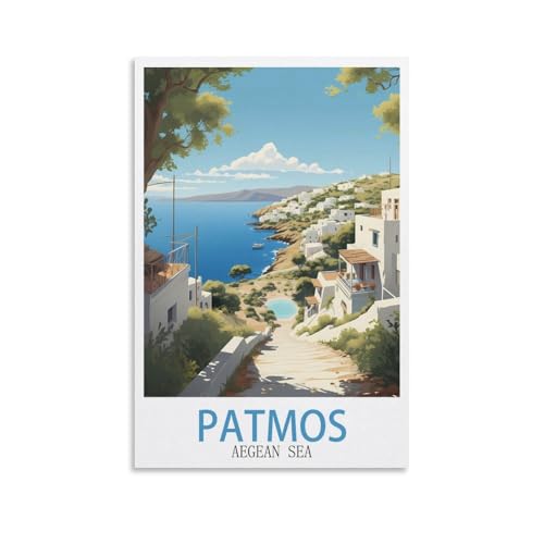 EZMLFA Rahmenloses Malen-nach-Zahlen-Set zum Selbermachen, Patmos-Ägäis, mit Pinsel und Acrylfarben-Set, Thema, digitales Wandkunstwerk für Zuhause, 30 x 40 cm EZMLFA Rahmenloses Malen-nach-Zahlen-Set zum Selbermachen, Patmos-Ägäis, mit Pinsel und Acrylfarben-Set, Thema, digitales Wandkunstwerk für Zuhause, 30 x 40 cm von EZMLFA