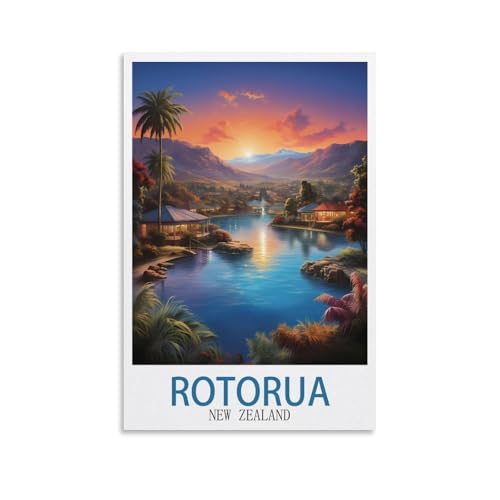 EZMLFA Rahmenloses Malen-nach-Zahlen-Set zum Selbermachen, Rotorua, Neuseeland, Malen nach Zahlen für Kinder, Erwachsene und Anfänger, Geschenk-Set zum Selbermachen auf Leinwand, 20 x 30 cm von EZMLFA