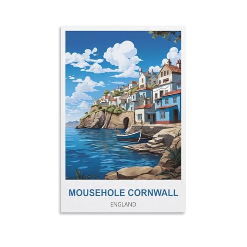 Malen nach Zahlen für Erwachsene, Mousehole, Cornwall, England, Bastel- und Kunstmalerei, DIY-Set, gerollte Leinwand, ohne Rahmen, 40 x 50 cm Malen nach Zahlen für Erwachsene, Mousehole, Cornwall, England, Bastel- und Kunstmalerei, DIY-Set, gerollte Leinwand, ohne Rahmen, 40 x 50 cm von EZMLFA