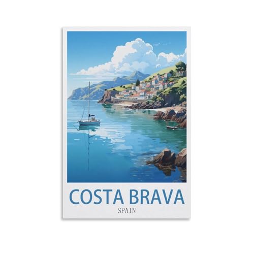 Malen nach Zahlen zum Selbermachen für Erwachsene und Anfänger, Costa Brava, Spanien, Poster, See, Malen nach Zahlen, Ölgemälde, Leinwanddruck, Wandkunst, Heimdekoration, 30 x 40 cm von EZMLFA