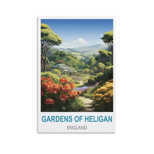 Ölgemälde-Set zum Selbermachen für Erwachsene und Kinder, Gärten von Heligan, England, Zahlen-Malset für Anfänger bis Fortgeschrittene, Sets enthalten Acrylfarben, Pinsel, 30 x 40 cm von EZMLFA