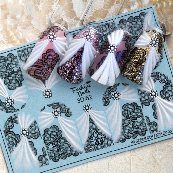 3D Nagel Aufkleber, Transfers, Nail Art, Mini Wassertransfer, Geschenk Für Oma - Weißer Vorhang 3D Nagel Aufkleber, Transfers, Nail Art, Mini Wassertransfer, Geschenk Für Oma - Weißer Vorhang von EZNailsStore