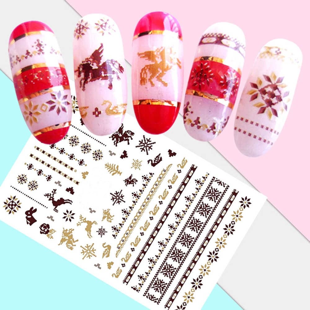 Weihnachten Urlaub Hell Und Dunkelbraun Pullover Muster Rentier - Nail Art Decals Aufkleber Transfers von EZNailsStore