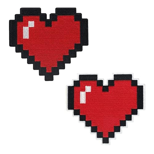 EZPARTY - 2 x Pixel Heart 8-Bit Retro bestickte Applikation zum Aufbügeln – Rucksäcke, Kleidung, Jeans, Hüte EZPARTY - 2 x Pixel Heart 8-Bit Retro bestickte Applikation zum Aufbügeln – Rucksäcke, Kleidung, Jeans, Hüte von EZPARTY