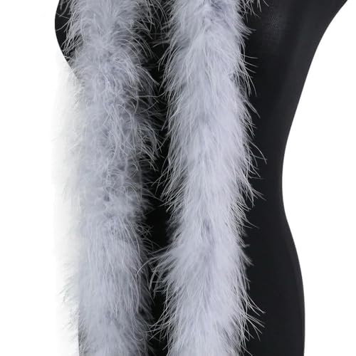 2 Meter farbiger Truthahnfeder-Schal, 30 g, weiß gefärbt, für Basteln, Party, Kleidung, Kleider, Dekoration, Zubehör 2 Meter farbiger Truthahnfeder-Schal, 30 g, weiß gefärbt, für Basteln, Party, Kleidung, Kleider, Dekoration, Zubehör von EZVFIRPDFZ