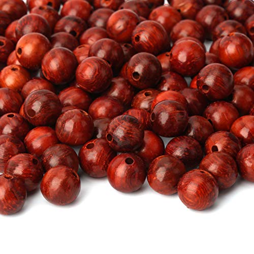 200 Stück 8 mm natürliches Sandelholz, rund, wunderschönes Handwerk, handgefertigt, poliert, Abstandshalter Mala Pray mit elastischer Schnur für Armbänder, DIY-Rosenkranz, Schmuckherstellung von EZVFIRPDFZ