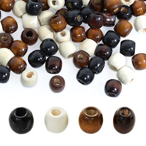 800 Stück buntes Holz, 4 Größen, großes Loch, bemaltes Holz für Makramee, Rosenkranz, Armband, Schmuckherstellung (8 mm, 10 mm, 12 mm, 16 mm) von EZVFIRPDFZ