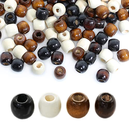 800 Stück buntes Holz, 4 Größen, großes Loch, bemaltes Holz für Makramee, Rosenkranz, Armband, Schmuckherstellung (8 mm, 10 mm, 12 mm, 16 mm) von EZVFIRPDFZ