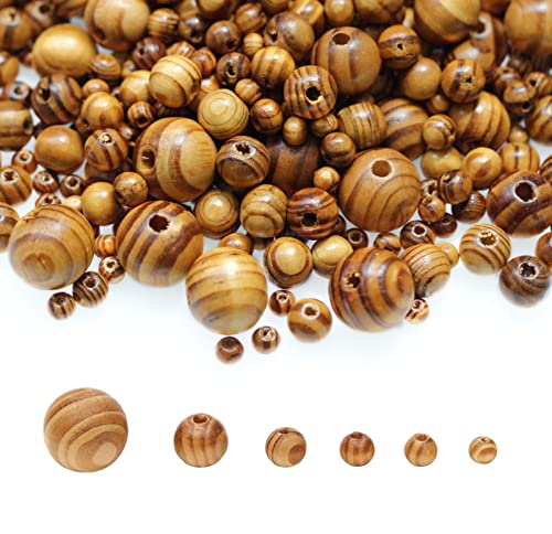 800 Stück buntes Holz, 4 Größen, großes Loch, bemaltes Holz für Makramee, Rosenkranz, Armband, Schmuckherstellung (8 mm, 10 mm, 12 mm, 16 mm) von EZVFIRPDFZ