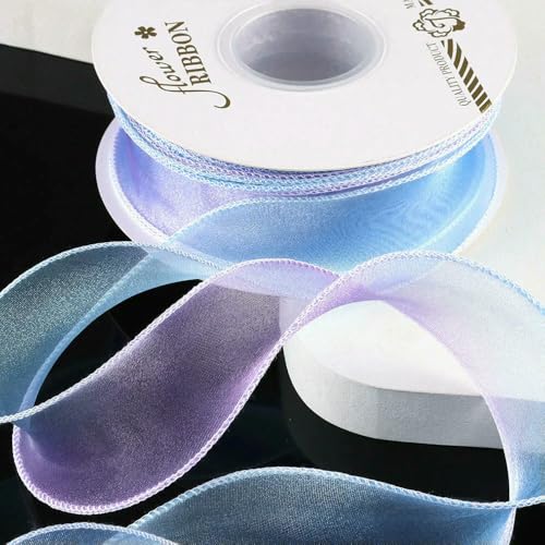 Chiffonband mit Farbverlauf, Organza, Regenbogenbordüre, Wellenform, für Blumensträuße, Kuchen, Schleifen, Geschenkverpackungen, Hochzeit, Party, Dekoration, 9,1 m Chiffonband mit Farbverlauf, Organza, Regenbogenbordüre, Wellenform, für Blumensträuße, Kuchen, Schleifen, Geschenkverpackungen, Hochzeit, Party, Dekoration, 9,1 m von EZVFIRPDFZ