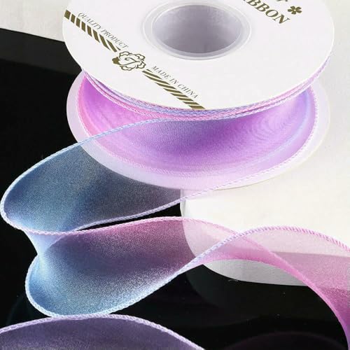 Chiffonband mit Farbverlauf, Organza, Regenbogenbordüre, Wellenform, für Blumensträuße, Kuchen, Schleifen, Geschenkverpackungen, Hochzeit, Party, Dekoration, 9,1 m Chiffonband mit Farbverlauf, Organza, Regenbogenbordüre, Wellenform, für Blumensträuße, Kuchen, Schleifen, Geschenkverpackungen, Hochzeit, Party, Dekoration, 9,1 m von EZVFIRPDFZ
