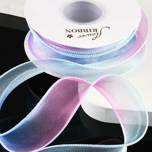 Chiffonband mit Farbverlauf, Organza, Regenbogenbordüre, Wellenform, für Blumensträuße, Kuchen, Schleifen, Geschenkverpackungen, Hochzeit, Party, Dekoration, 9,1 m Chiffonband mit Farbverlauf, Organza, Regenbogenbordüre, Wellenform, für Blumensträuße, Kuchen, Schleifen, Geschenkverpackungen, Hochzeit, Party, Dekoration, 9,1 m von EZVFIRPDFZ