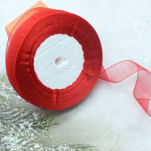 Durchsichtiges Chiffonband, Organza-Satinbänder für Geschenkverpackungen, Hochzeitsdekoration, Blumensträuße, Party-Kranz, Bastelarbeiten, 45,7 m von EZVFIRPDFZ