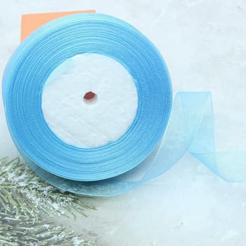 Durchsichtiges Chiffonband, Organza-Satinbänder für Geschenkverpackungen, Hochzeitsdekoration, Blumensträuße, Party-Kranz, Bastelarbeiten, 45,7 m von EZVFIRPDFZ
