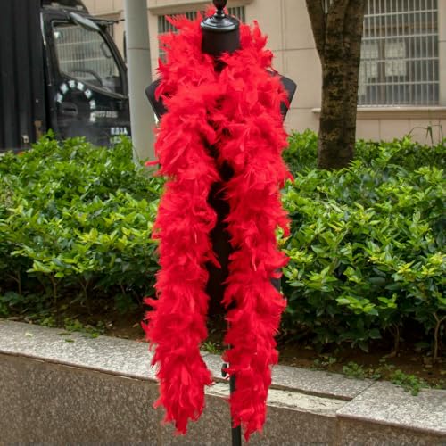 Rote Truthahnfedern, Boa, natürliche Federborte für Stoff, Kostümdekoration, Bastelbedarf, Party, Hochzeit, Dekoration, 2 m, 60 g Rote Truthahnfedern, Boa, natürliche Federborte für Stoff, Kostümdekoration, Bastelbedarf, Party, Hochzeit, Dekoration, 2 m, 60 g von EZVFIRPDFZ