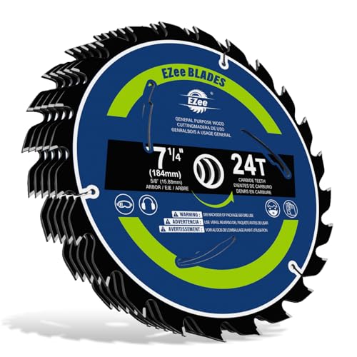 EZee Kreissägeblatt 24T mit 5/8 Zoll Dorn, ATBR TCT Hartmetallbestückt, 0,06 Zoll superdünnes Schnittsägeblatt für verschiedene Holzschnitte, Rahmen, Sperrholz, MDF, OSB, max. Drehzahl 8300, 5 Stück EZee Kreissägeblatt 24T mit 5/8 Zoll Dorn, ATBR TCT Hartmetallbestückt, 0,06 Zoll superdünnes Schnittsägeblatt für verschiedene Holzschnitte, Rahmen, Sperrholz, MDF, OSB, max. Drehzahl 8300, 5 Stück von EZee