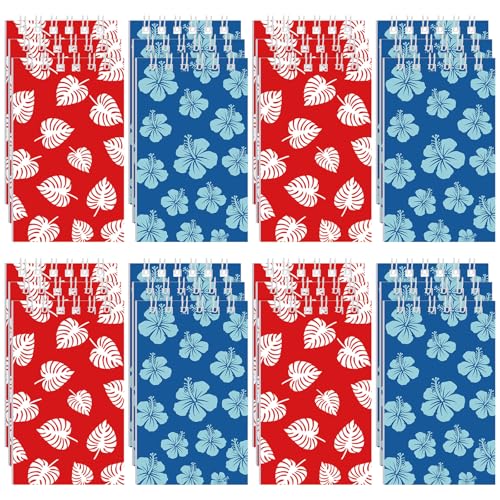 Eaasty 24 Packs Mini Cartoon Tropical Party Favors Notebooks Red Blue Hawaiian Element Palm Leaves Hibiscus Flowers Pattern Spiral Pocket Notepads for Boys Girls Classroom Birthday Office Party Favors von Eaasty