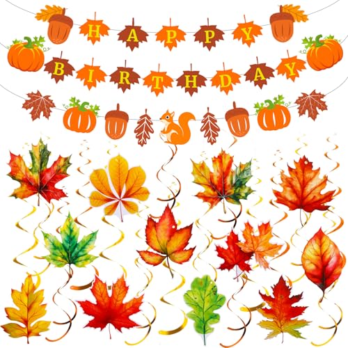 Eaasty Herbst-Geburtstagsparty-Dekorationen, Herbst-Happy Birthday-Banner, Erntedankfest, Kürbis, Ahornblatt, hängende Wirbel für Herbst-Themen-Ernte, Erntedankfest, Zuhause, Klassenzimmer, Büro Eaasty Herbst-Geburtstagsparty-Dekorationen, Herbst-Happy Birthday-Banner, Erntedankfest, Kürbis, Ahornblatt, hängende Wirbel für Herbst-Themen-Ernte, Erntedankfest, Zuhause, Klassenzimmer, Büro von Eaasty