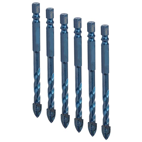 10pcs Cross Speerspeerkopf -Carbid -Bohrer, Rostfeste Sechskantschatz für Keramikfliesen, Glas, Holz, Marmor, Ziegelmauer (8 mm Lochdurchmesser) von Eacam