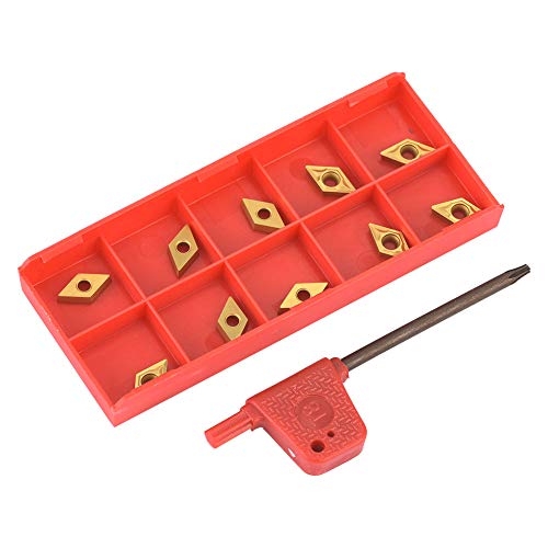 10pcs DCMT070204 US735 DCMT21.51 Carbid Insert, Gute Härte Halbfinishing-Stahl, Schnittstahl, Goldfarbe, 10 Carbid-Einsatzblatt, 1 Schraubenschlüssel 10pcs DCMT070204 US735 DCMT21.51 Carbid Insert, Gute Härte Halbfinishing-Stahl, Schnittstahl, Goldfarbe, 10 Carbid-Einsatzblatt, 1 Schraubenschlüssel von Eacam