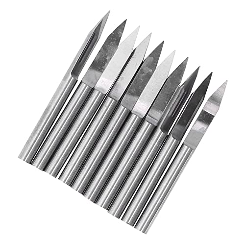 10pcs Gravurbits, Wolframstahl Langlebiger Härte Verschleiß Widerstand CNC Router V Bits für Kunststoff -Holzfaserglas (0,2 mm) von Eacam