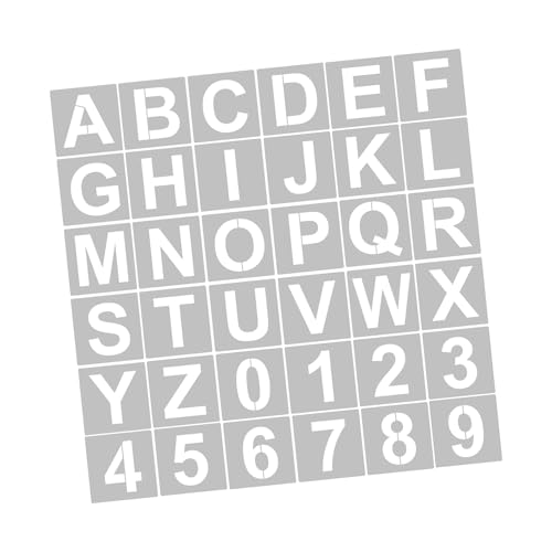 62pcs 5 Zoll Buchstabennummer Schablonen Wiederverwendbare Waschbare Alphabetvorlagen für Wohnkultur (36pcs & 3 Zoll) von Eacam