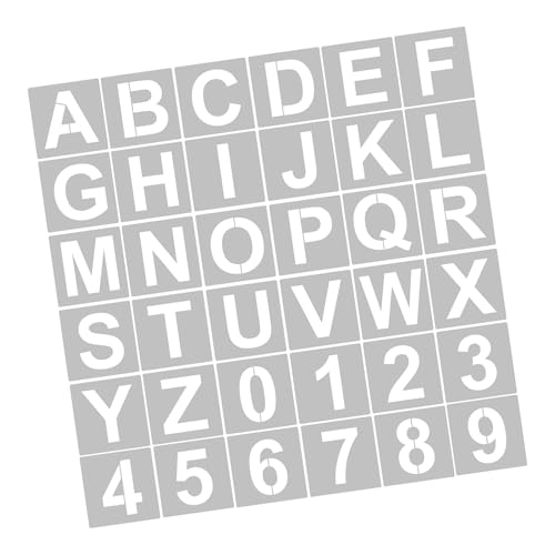 62pcs 5 Zoll Buchstabennummer Schablonen Wiederverwendbare Waschbare Alphabetvorlagen für Wohnkultur (36pcs & 4 Zoll) von Eacam